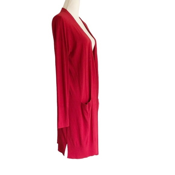 Halogen Red Sweater Long Line Duster Cardigan XL - Picture 6 of 11
